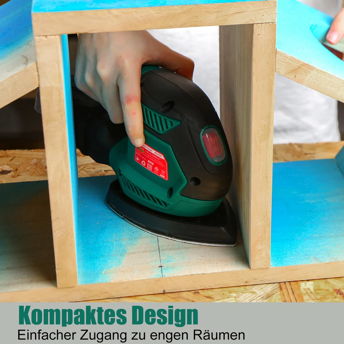 HYCHIKA Multischleifer, Deltaschleifer 200W, mit 12 Schleifblätter (Körnung 80/120/240), 14000 U/min, Klettfix-System, Staubsaugbeutel, Schleifmaschine für Ecke & Kante, Metal & Holz
