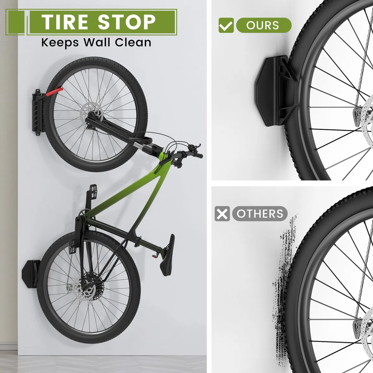 Housolution Drehbare Fahrrad-Wandhalterung, Vertikaler Fahrradaufhänger für die Garage, Mountainbike-Wandhalterungen, Fahrrad-Aufbewahrungsständer für die Garage, hält bis zu 66lbs (4 Stück)