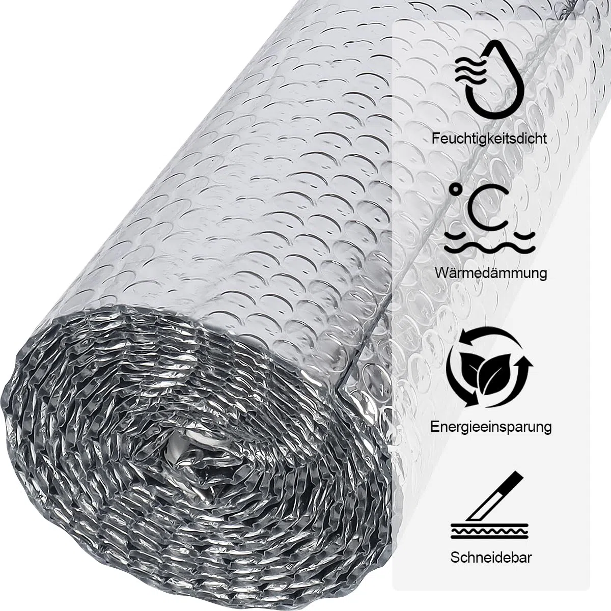 Doppelseitige Aluminiumfolie Isolierung 150 cm X 2.5 m,3mm Dicke Isolierfolie Dämmfolie Reflexionsfolie,Alu-Luftpolsterfolie Heizkörper Isolierung für Fahrzeuge, Dächer, Fenster, Rohre usw