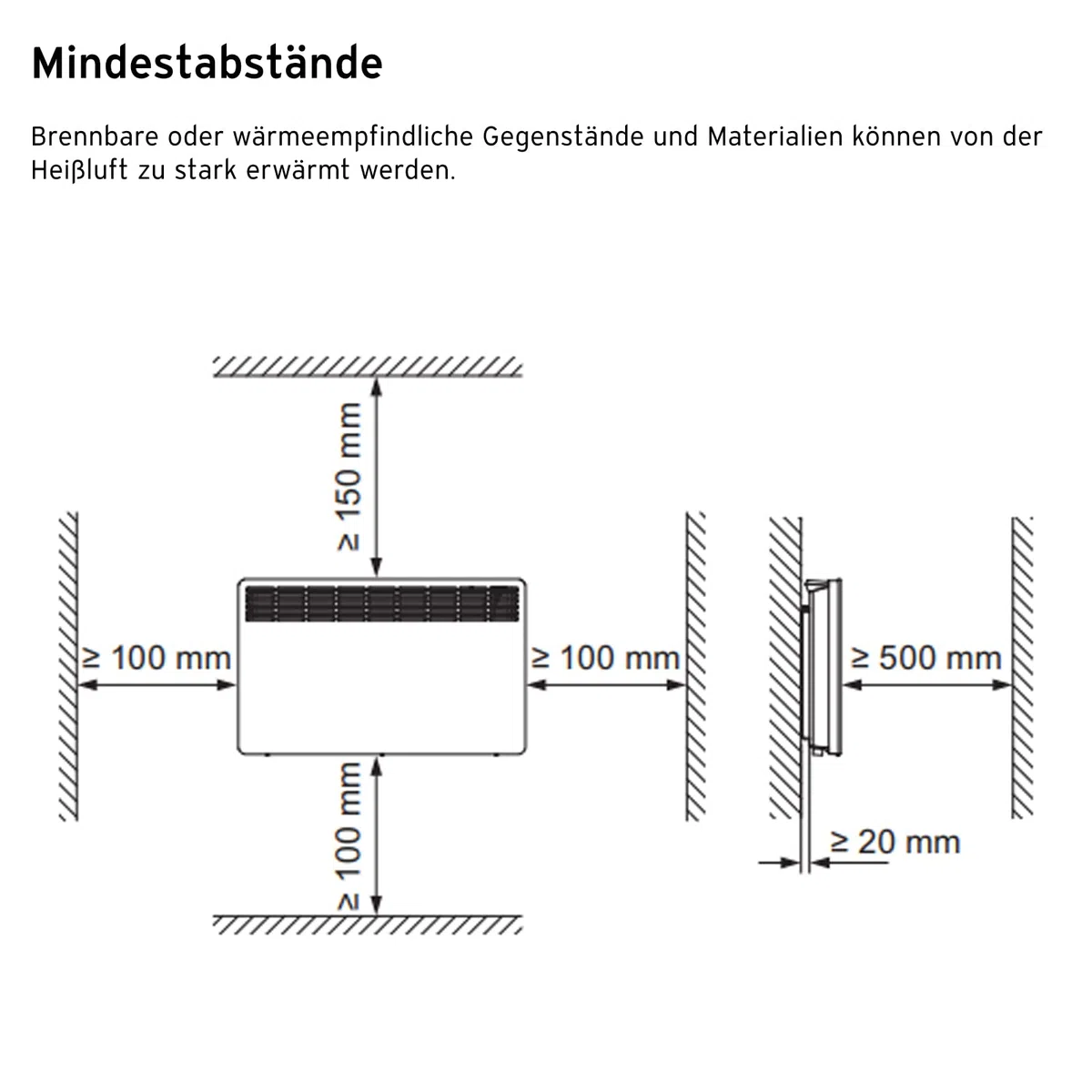 Vaillant eloMENT VER 200/5 Wandkonvektor für ca. 20 m2 (weiß), 230V, 2,0 kW Heizleistung, Elektroheizkörper für zuverlässige und schnelle Wärme, wandhängend, 0010023958