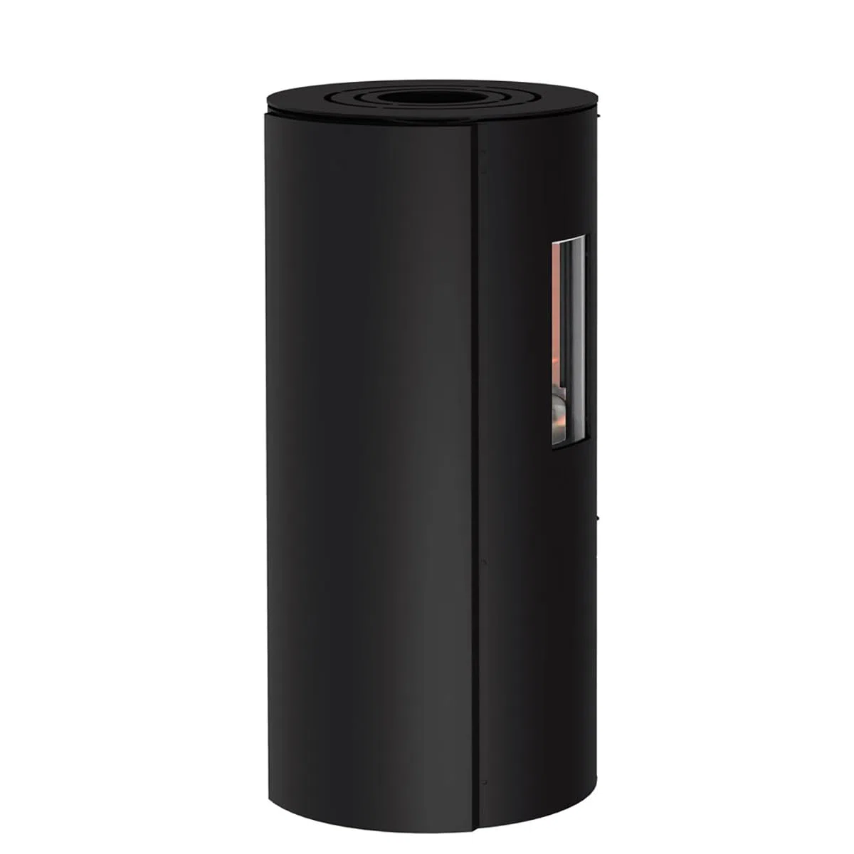 Kaminofen Thermia Hiron Trio 3 Sichtscheiben modernes Design 6 kW Holzofen Stahl Schwarz rund