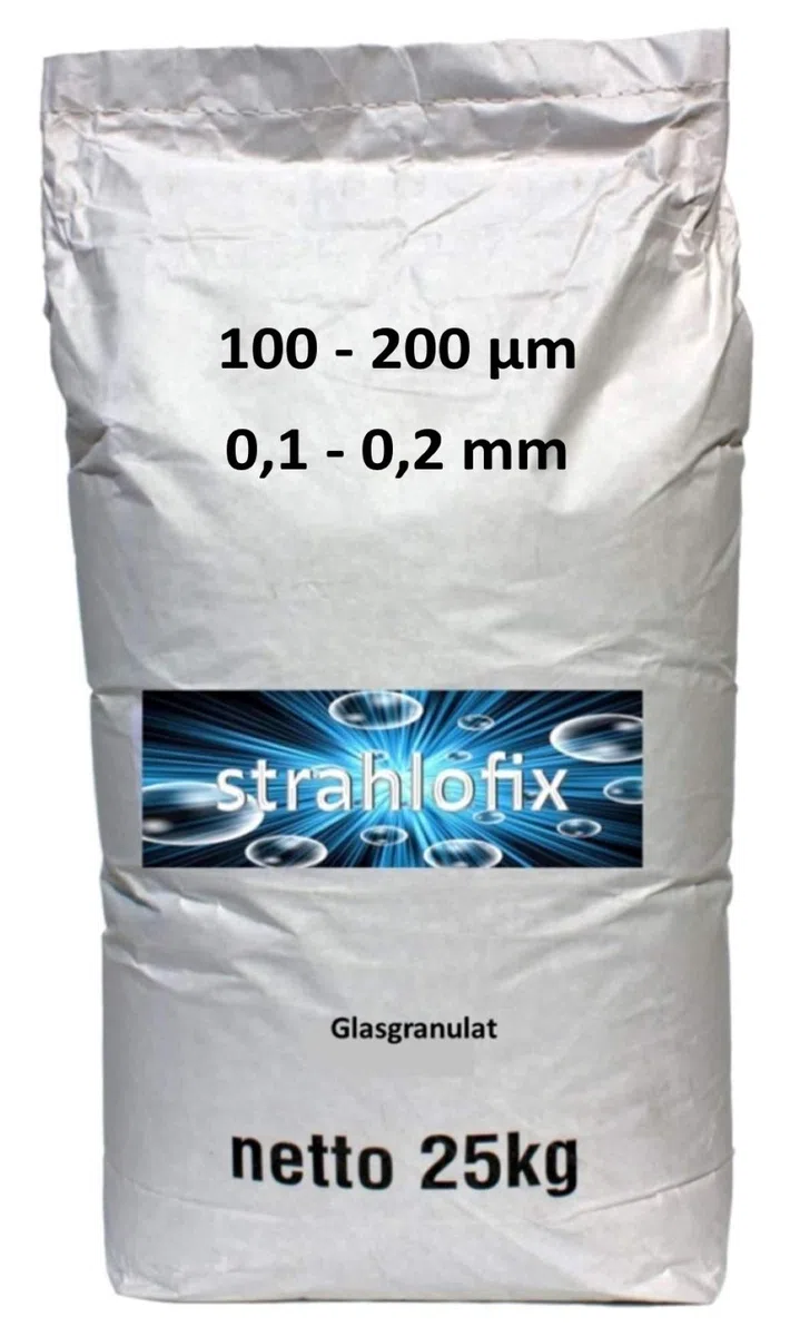 25 kg Strahlmittel Glasgranulat gebrochenes Glas Glasbruch Strahlgut (100-200 µm)
