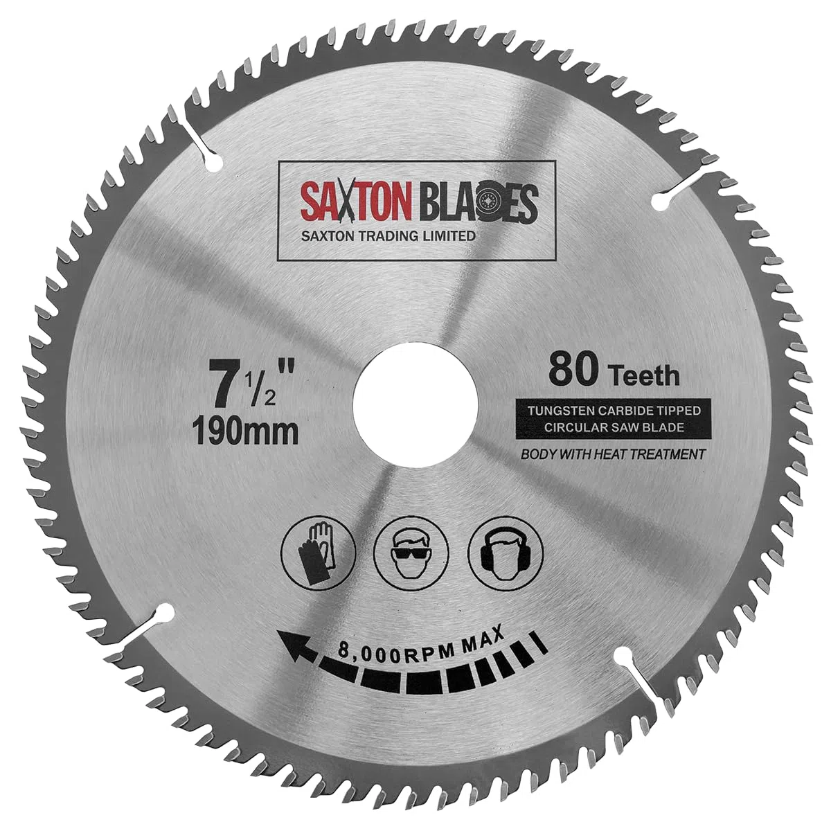 TCT19080T Saxton, TCT-Kreissägeblatt für Bosch Makita Dewalt, 190 mm x 30 mm x Bohrungsdurchmesser x 80 Zähne