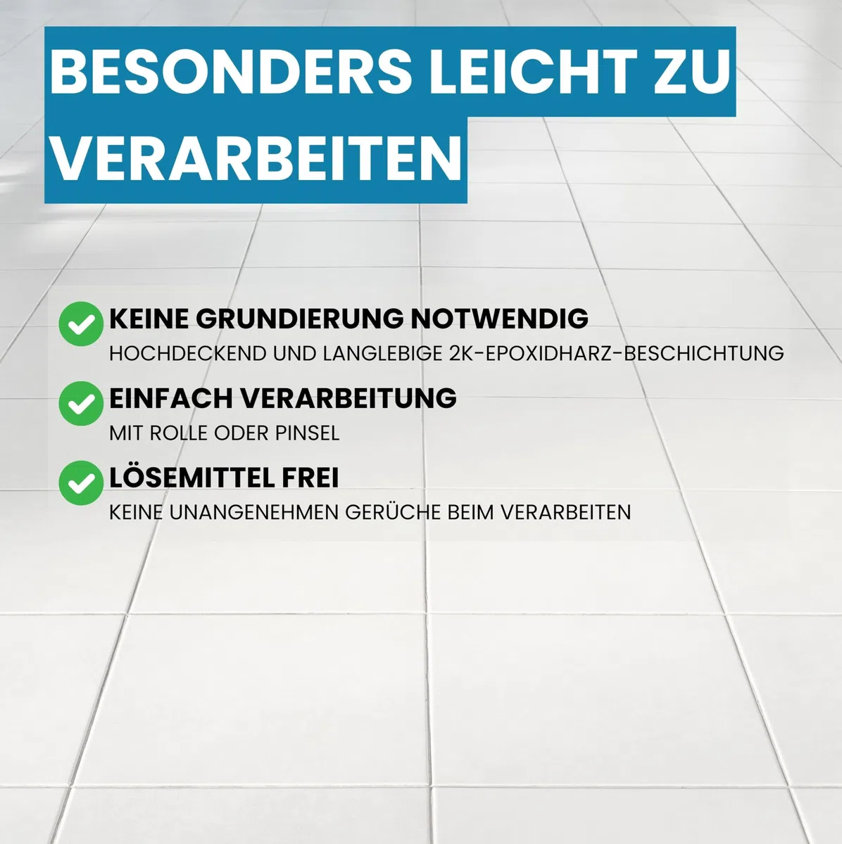 derendo 2K Fliesenlack weiß glänzend (RAL 9010) Epoxidharz mit Härter weiße Fliesenfarbe Badezimmer Fliesenlack 2K Lack Badewanne reinweiss für Innen & aussen (1, Kilogramm)