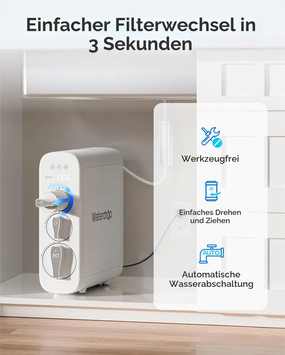 Waterdrop WD-G3-N3CB Filter, 1 Jahr Lebensdauer, Ersatz für WD-G3-W Umkehrosmose-System
