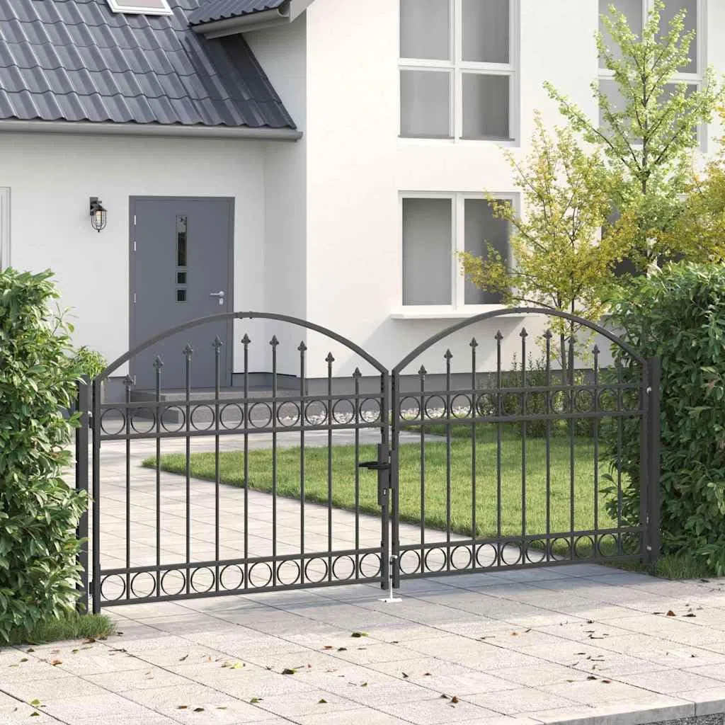 Gartentor Doppelflügel Gartentore U-Design Grau 300 x 125 cm