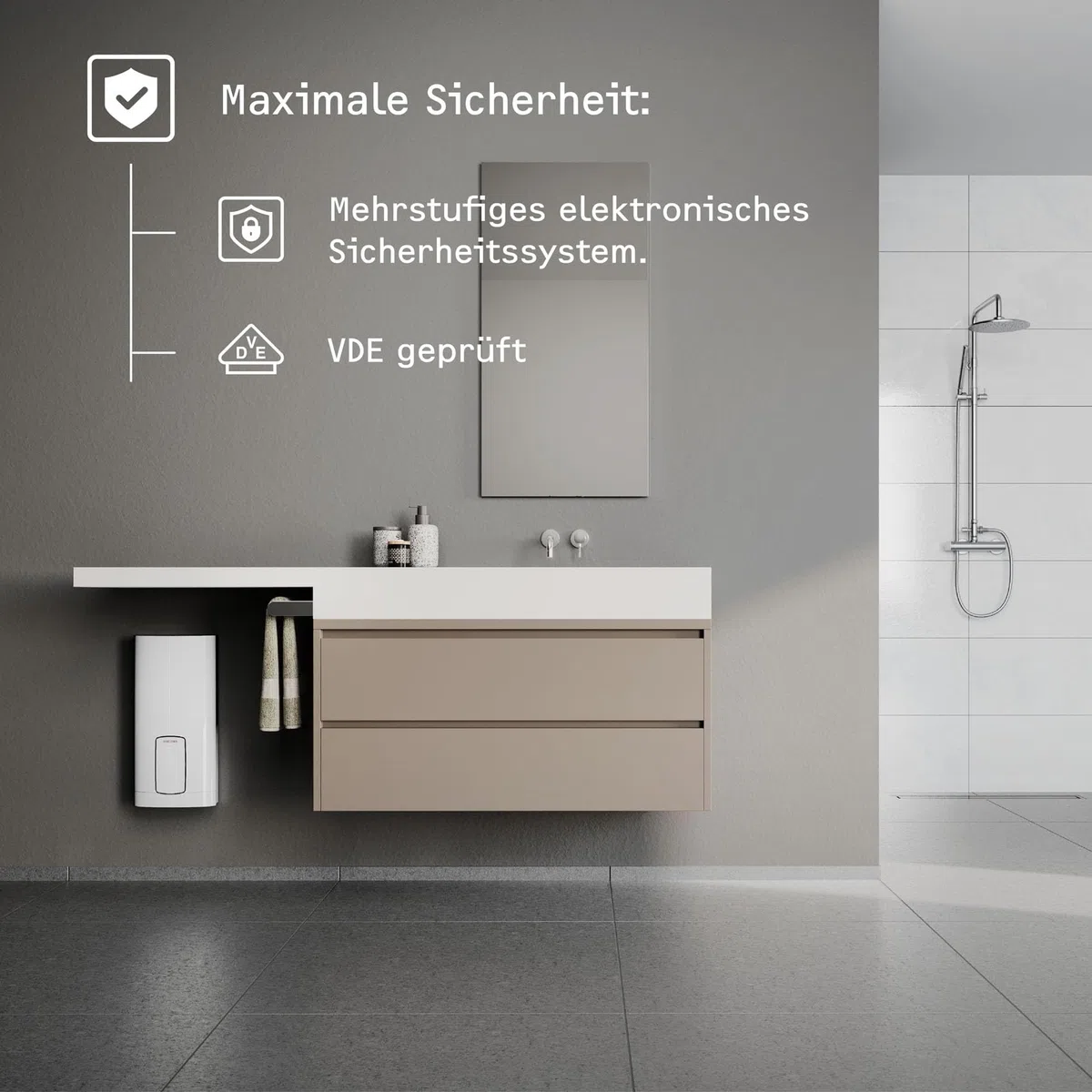 STIEBEL ELTRON Neueste Generation Elektronischer Durchlauferhitzer HDB-E 18/21/24 Trend, energiesparend dank 2i-Technologie, Wunschtemperatur einstellbar, 204209