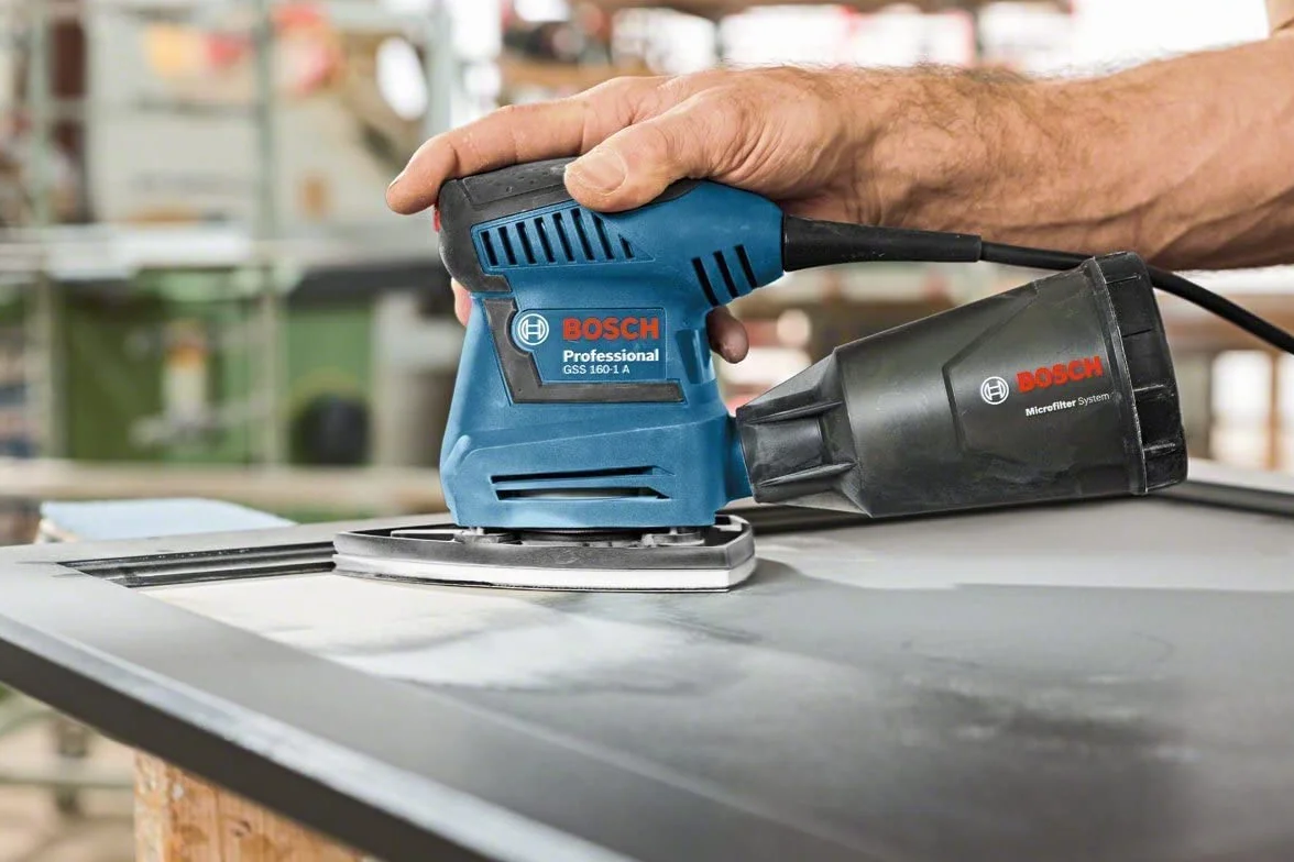 Bosch Professional Schwingschleifer GSS 160-1 A Multi (Leistung 180 Watt, 1,6 mm Schwingkreis-Ø, L-BOXX)