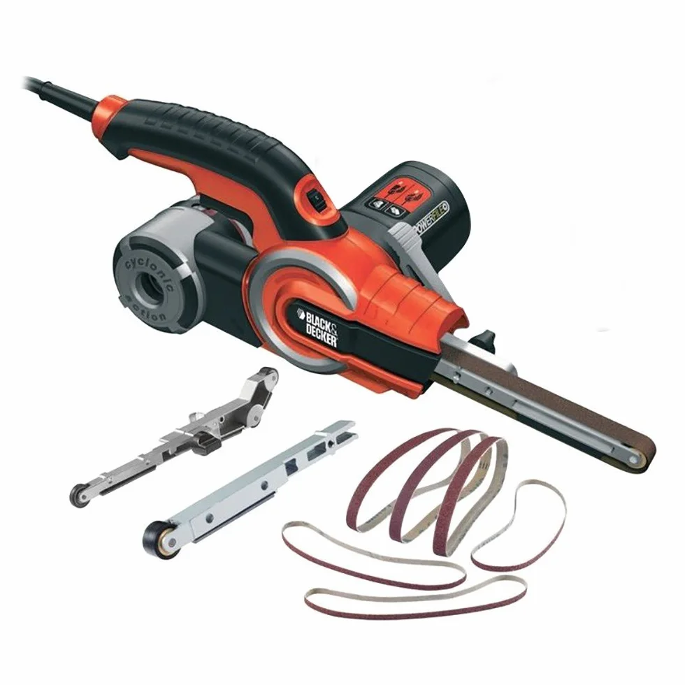 BLACK+DECKER Bandschleifer KA902EK-QS – für Holz, Metall, Stein, mit Absaugvorrichtung, ideal für schwer zugängliche Stellen