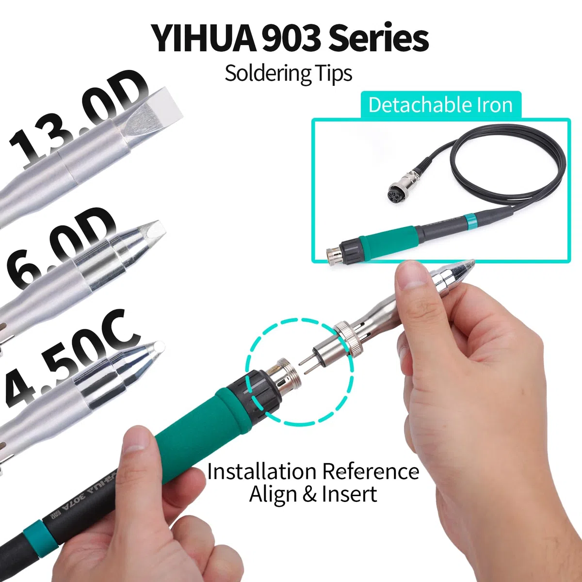 YIHUA 939D+ IV 300W Schwerlast Lötkolben station für Buntglas, Temp-Verstellbare Lötstation mit Abnehmbarem Lötkolben, 3 Lötspitze, 3 Voreingestellte Kanäle, Schlafmodus,ESD-sicher (EU-Stecker)