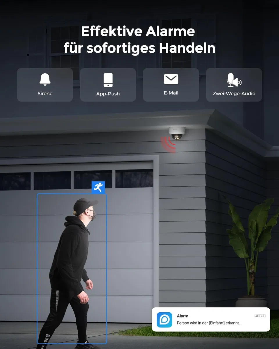 Reolink 16MP UHD 180° Panorama Dual-Objektiv Überwachungskamera, Bewegungsverfolgung, Farbnachtsicht, Spotlight, Smart-Erkennung & Alarme, Zwei-Wege-Audio, IK10 Vandalismussicher, IP67, Duo 3V PoE