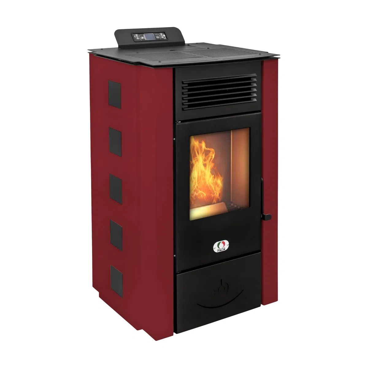 STUFE A PELLET ITALIA Colorado 15 KW | Pelletöfen Effizienz 92% Heizt 140m² Autonomie 15 Std. Programmierbar 5 Geschwindigkeiten und Leistungsstufen 24 Monate Garantie Rot