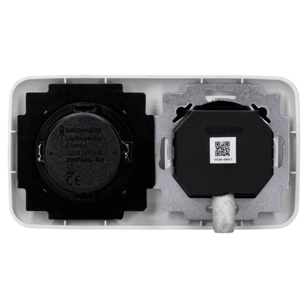Busch-Jaeger UP-Radio-Set: 8215 U-101 Busch-Radio DAB+ + 8252-214-101 Zentralscheibe für Busch-Radio DAB+ + 8223 U Lautsprecher-Einsatz + 8253-214 Zentralscheibe Lautsprecher, Alpinweiß Reflex SI