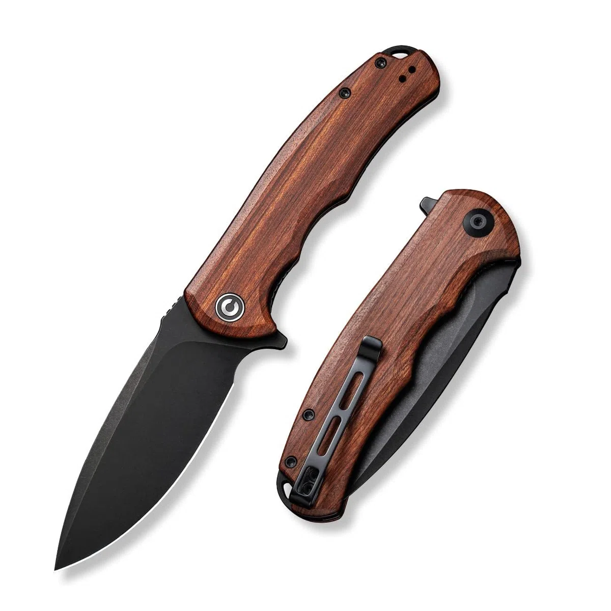 CIVIVI Praxis Klappmesser mit Cuibourtia-Holzgriff und 9,52 cm langer Damastklinge, EDC Taschenmesser (C803H)