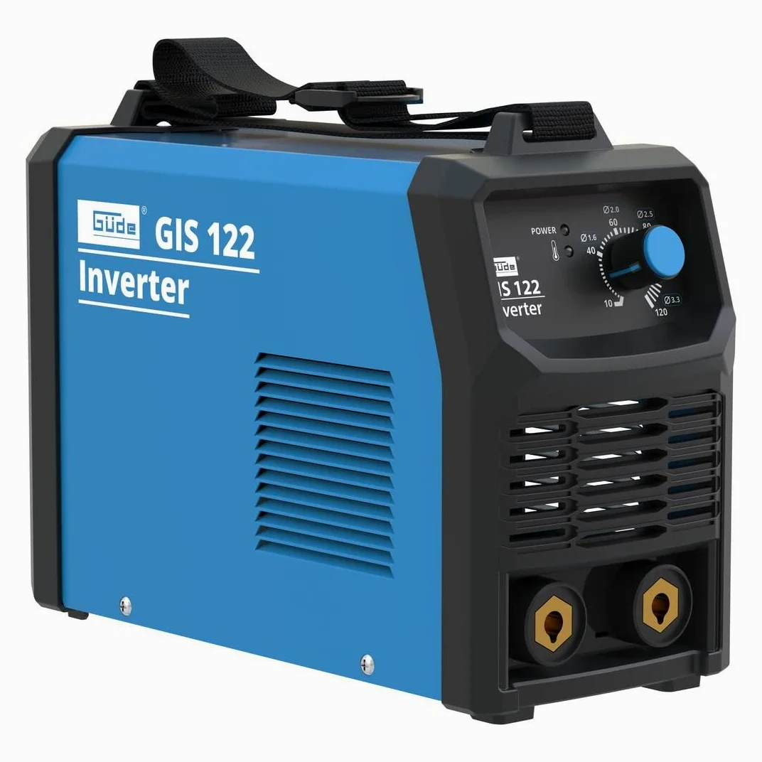 Güde Inverter Schweißgerät GIS 122 (230 V, 16,7 W Leerlaufleistung, 3.6 kVA max. Netzleistung, 10-120 A Regelbereich Schweißstrom, inkl. Elektrodenhalter, Masseklemme, Schlackenhammer & Schweißschild)