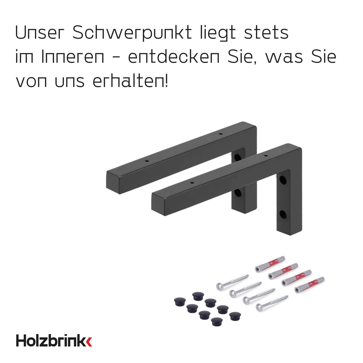 HOLZBRINK 2X Wandkonsole Schwarz für Waschtisch, Design und stabil Waschtischhalterung oder Winkel für Wandregal, Waschbecken Unterbau Wandmontage für waschtischplatte, 350x150 mm