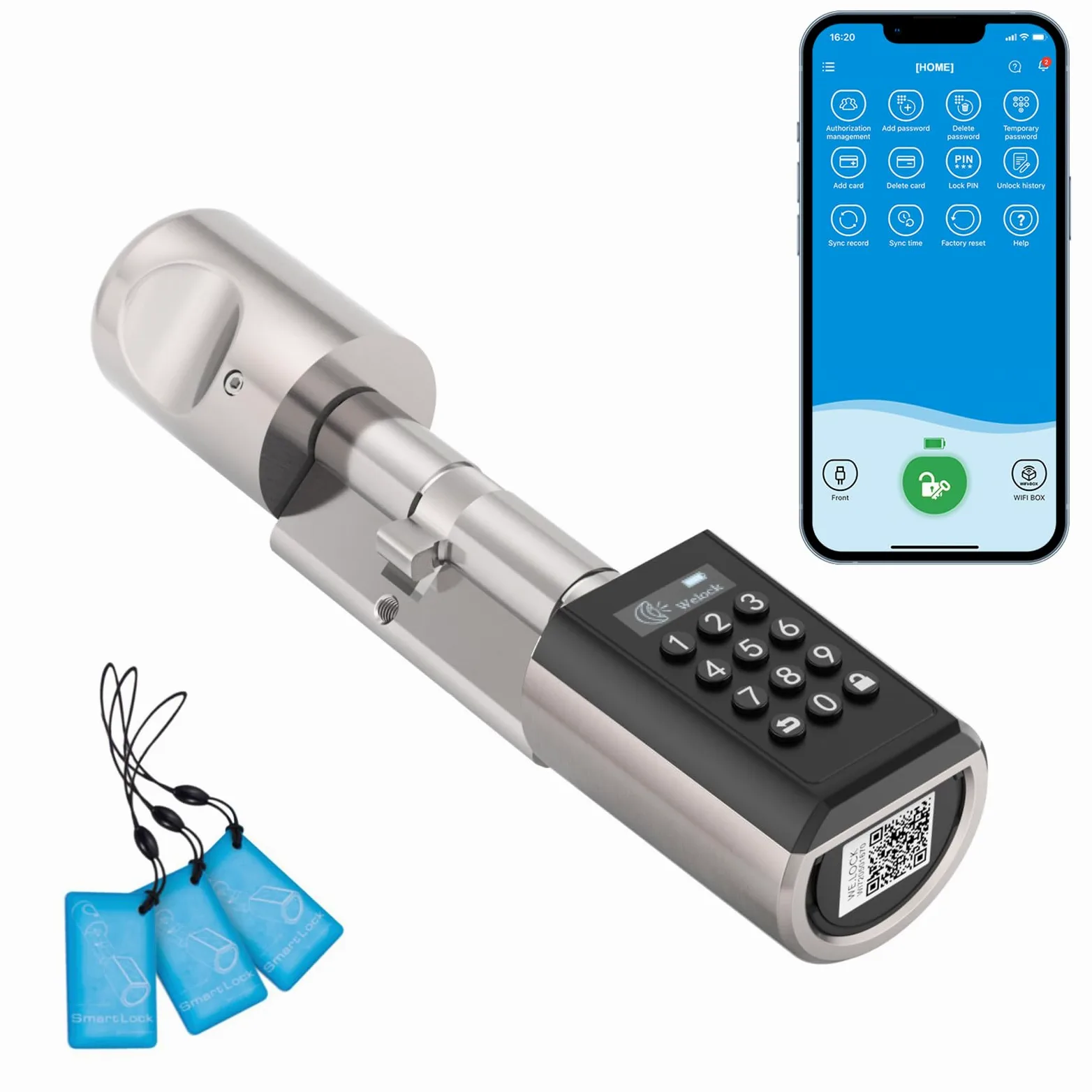 WELOCK PCB41 Elektronisches Tür-Schließzylinder Haustür mit Zahlencode RFID-Karte APP Wi-Fi Türschloss Code Verbindung für 50-100mm Tür IP65 Einfache Installation