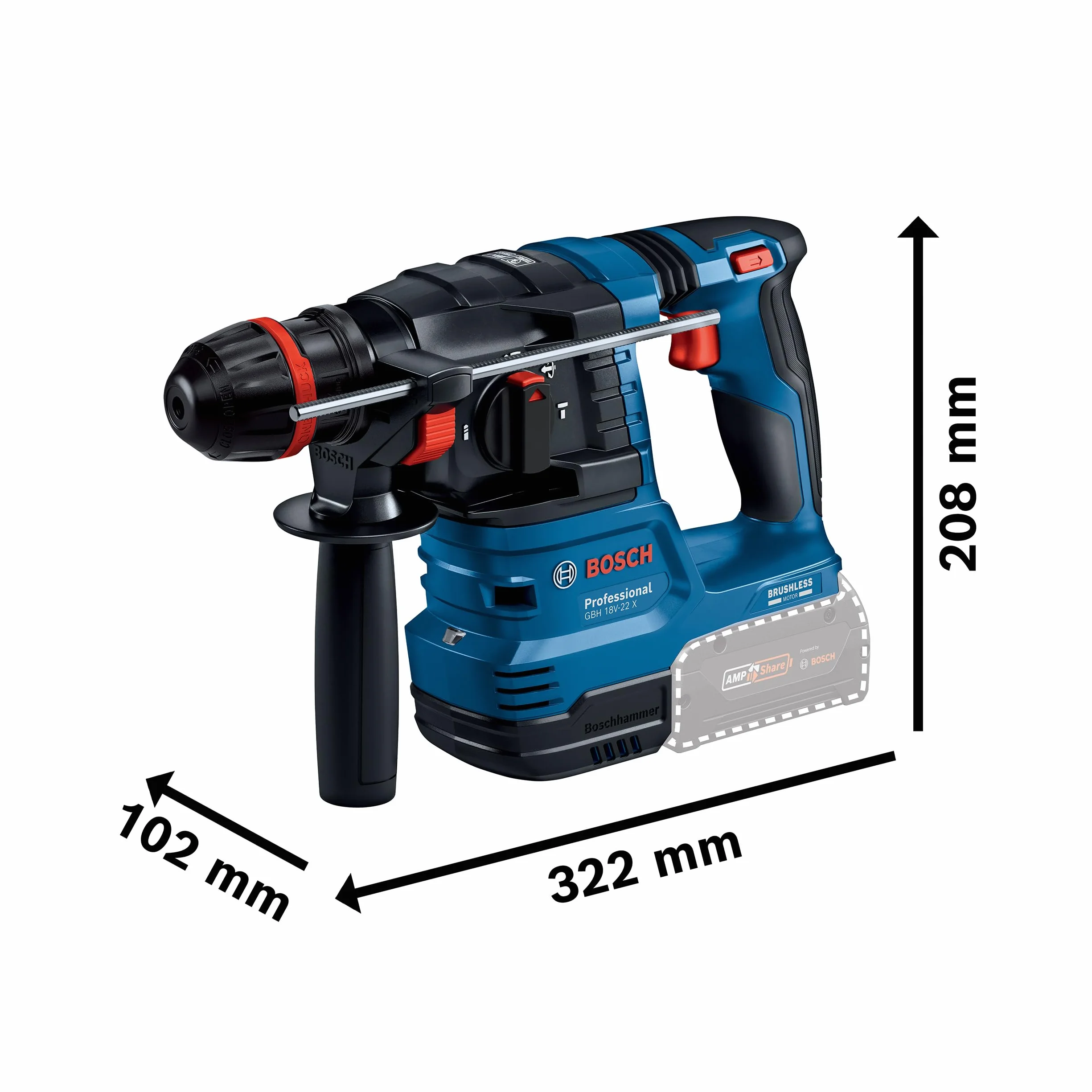 Bosch Professional 18V System Akku-Bohrhammer GBH 18V-22 X