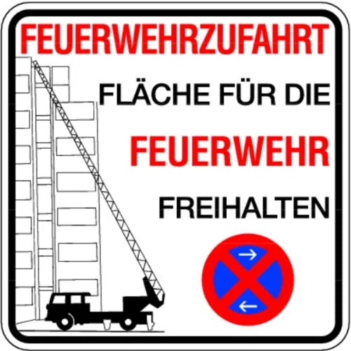 Schild Feuerwehrzufahrt Halteverbot Alu 500 x 500 mm parken verboten Ausfahrt freihalten