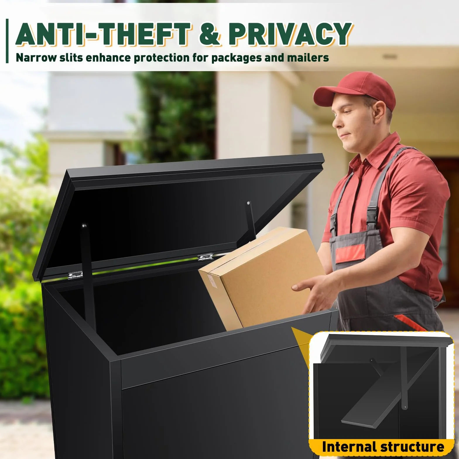 Briefkasten Paketbox mit Zahlenschloss, extra große Paketboxen für den Außenbereich, für Pakete, Päckchen, für Briefe mit Paketsafe (53 * 42 * 120CM)