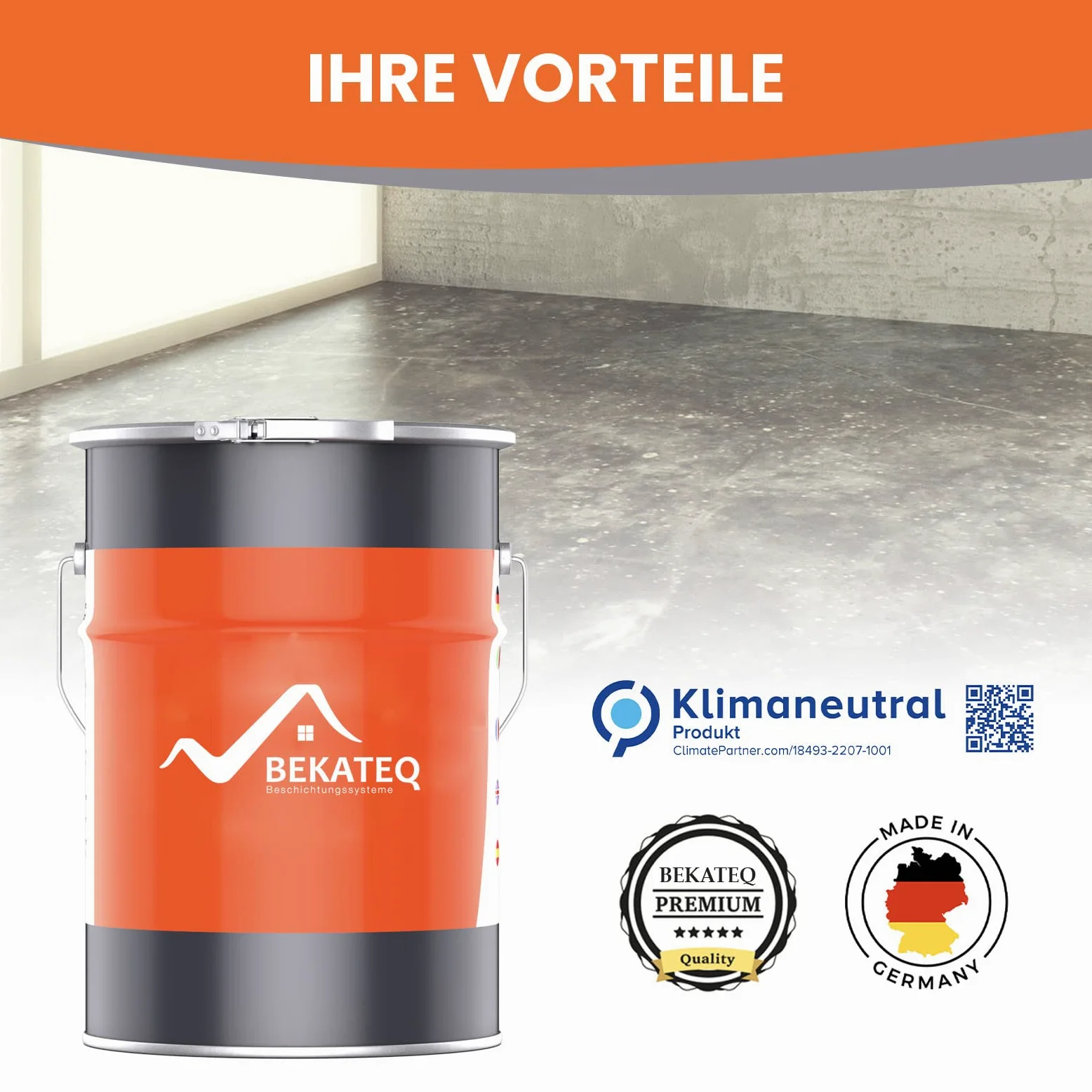 BEKATEQ 2K Epoxidharz glasklar 1,5 kg - Grundierung, Tiefenverfestigung, Haftgrund, Absperrung außen & innen I für Werkstatt- & Industrieboden, Wohn & Büroräume, Keller, Treppen BK-190EP